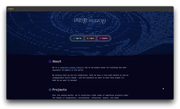 Midjourney About Page The "About" section of Midjourney, a community-funded research lab known for building advanced high-quality AI Image Generator models. Online Al Image Generator & Edtor: Online Al Image Generator: AI Image Generator