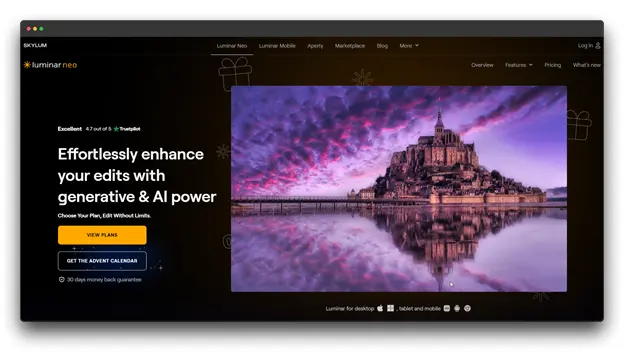 Luminar Neo AI photo editing interface showcasing generative AI enhancements for professional images using Photo Restoration Software: Best Photo Restoration : Photo Restoration Software for Professionals