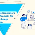 A promotional graphic for Pixci titled "7 AI Image Generators Without Prompts for One-Click Image Generation," featuring a clean illustration of people collaborating on digital content using modern AI Image Generators.
